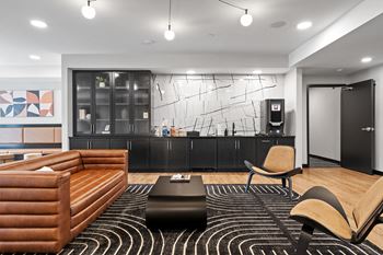 a living room with a couch and a coffee table